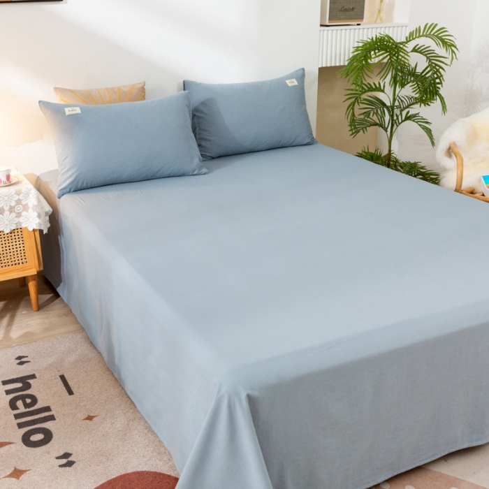 91家纺网 家纺一手货源 找家纺 ab家纺 2021新款全棉水洗棉单品床单 浅蓝