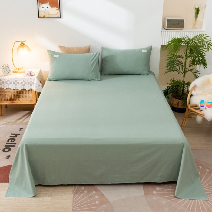 91家纺网 家纺一手货源 找家纺 ab家纺 2021新款全棉水洗棉单品床单 素绿