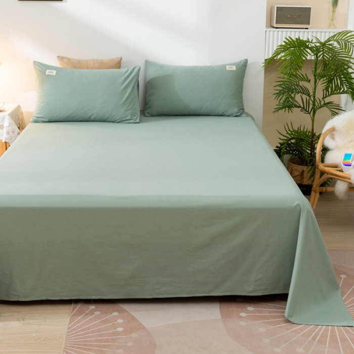 91家纺网 家纺一手货源 找家纺 ab家纺 2021新款全棉水洗棉单品床单 素绿