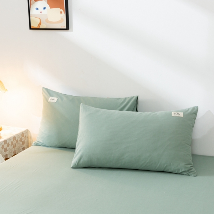 91家纺网 家纺一手货源 找家纺 ab家纺 2021新款全棉水洗棉单品床单 素绿