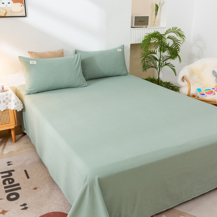 91家纺网 家纺一手货源 找家纺 ab家纺 2021新款全棉水洗棉单品床单 素绿