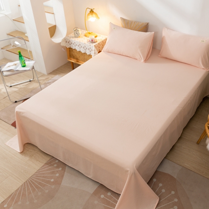 91家纺网 家纺一手货源 找家纺 ab家纺 2021新款全棉水洗棉单品床单 香芋粉