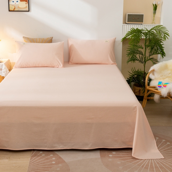 91家纺网 家纺一手货源 找家纺 ab家纺 2021新款全棉水洗棉单品床单 香芋粉