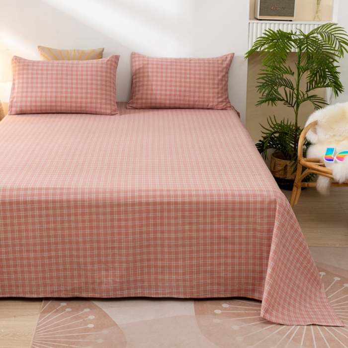 91家纺网 家纺一手货源 找家纺 ab家纺 2021新款全棉水洗棉单品床单 小布丁豆沙