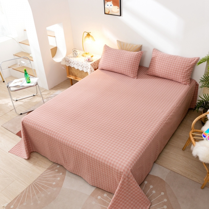 91家纺网 家纺一手货源 找家纺 ab家纺 2021新款全棉水洗棉单品床单 小布丁豆沙