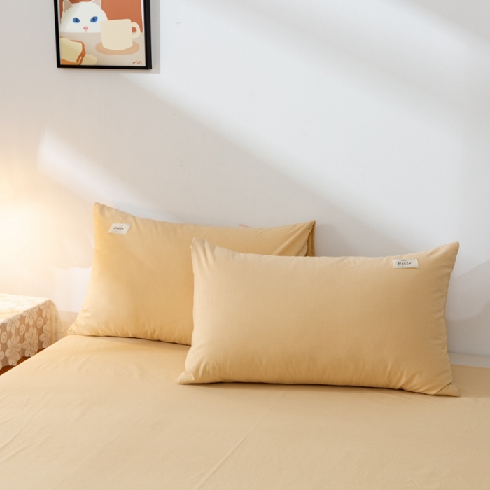 91家纺网 家纺一手货源 找家纺 ab家纺 2021新款全棉水洗棉单品床单 杏黄