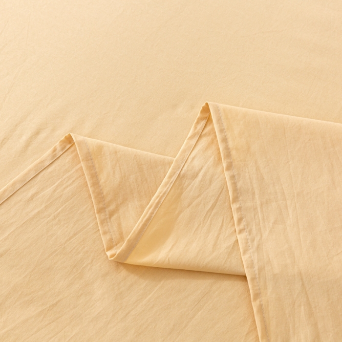 91家纺网 家纺一手货源 找家纺 ab家纺 2021新款全棉水洗棉单品床单 杏黄