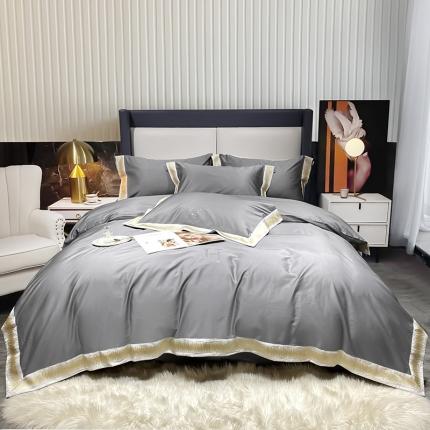 91家纺网 家纺一手货源 找家纺 （总）娇逸 秋冬新品100支澳棉高精密刺绣边+H烫钻四件套