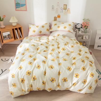 91家纺网 家纺一手货源 找家纺 捌月2021新款全棉加绒四件套 棉加绒-木棉花