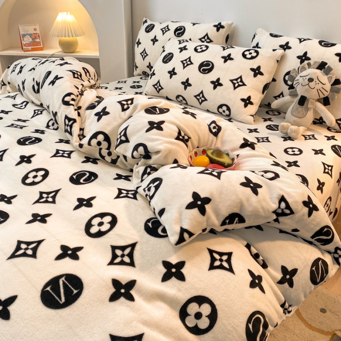 91家纺网 家纺一手货源 找家纺 金爱家 2021新款跑量款牛奶绒四件套 流行元素