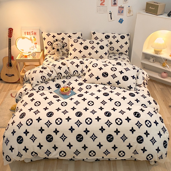 91家纺网 家纺一手货源 找家纺 金爱家 2021新款跑量款牛奶绒四件套 流行元素