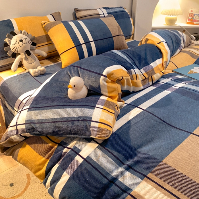 91家纺网 家纺一手货源 找家纺 金爱家 2021新款跑量款牛奶绒四件套 时简