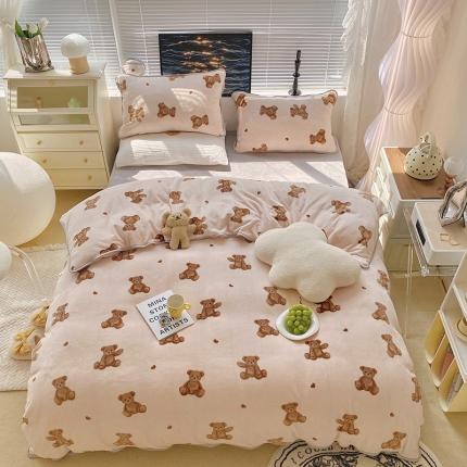 91家纺网 家纺一手货源 找家纺 （总）顾里2021新款ins韩国高端保暖牛奶绒四件套