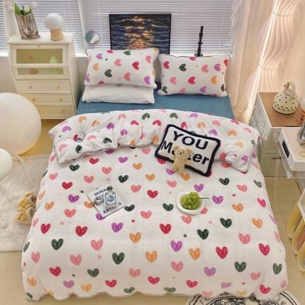 91家纺网 家纺一手货源 找家纺 顾里2021新款ins韩国高端保暖牛奶绒四件套 少女心