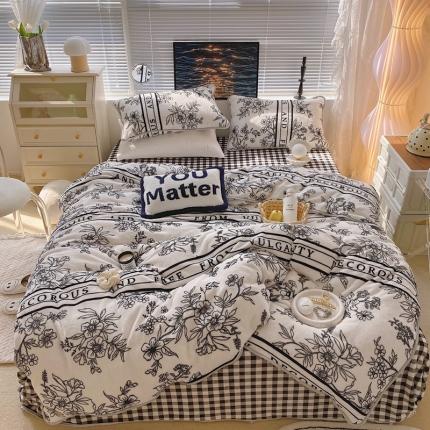 91家纺网 家纺一手货源 找家纺 （总）顾里2021新款ins韩国高端保暖牛奶绒四件套