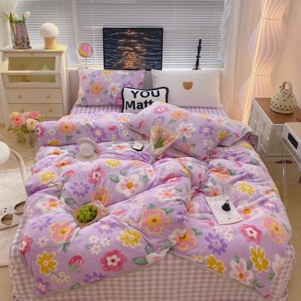 91家纺网 家纺一手货源 找家纺 （总）顾里2021新款ins韩国高端保暖牛奶绒四件套