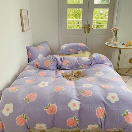 91家纺网 家纺一手货源 找家纺 顾里2021新款ins韩国高端保暖牛奶绒四件套 花朵蜜桃