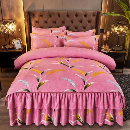 91家纺网 家纺一手货源 找家纺 梦柏 2020新款加厚磨毛四件套小版丰收季节