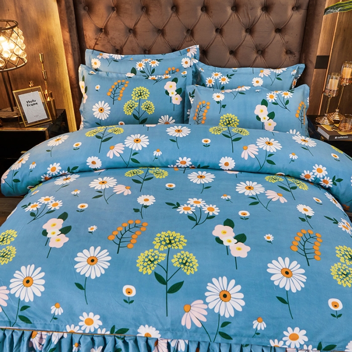 91家纺网 家纺一手货源 找家纺 梦柏 2020新款加厚磨毛四件套小版舒雅风情-兰