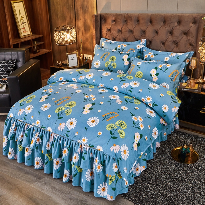 91家纺网 家纺一手货源 找家纺 梦柏 2020新款加厚磨毛四件套小版舒雅风情-兰