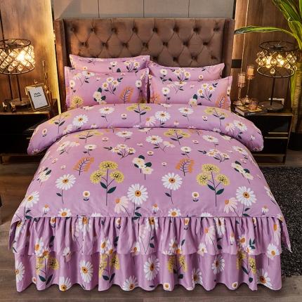 91家纺网 家纺一手货源 找家纺 梦柏 2020新款加厚磨毛四件套小版舒雅风情-紫