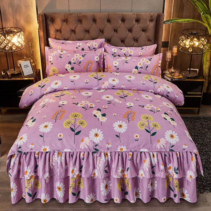 91家纺网 家纺一手货源 找家纺 梦柏 2020新款加厚磨毛四件套小版舒雅风情-紫