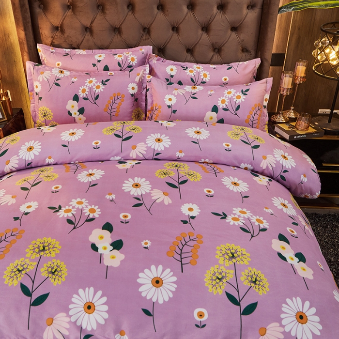 91家纺网 家纺一手货源 找家纺 梦柏 2020新款加厚磨毛四件套小版舒雅风情-紫