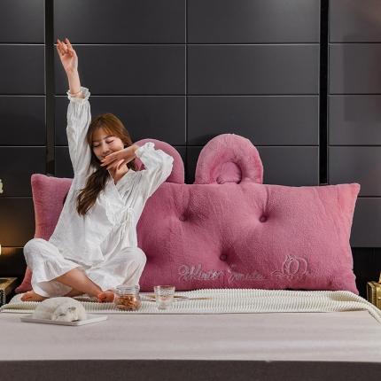 91家纺网 家纺一手货源 找家纺 一兰家纺新款兔绒耳朵款床头靠垫靠枕可拆洗大靠背榻榻垫考拉系列 豆沙色