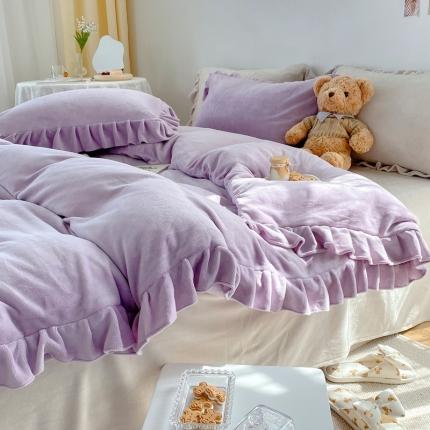 91家纺网 家纺一手货源 找家纺 （总）六巷胡同 2021新款牛奶绒ins混搭花边款四件套