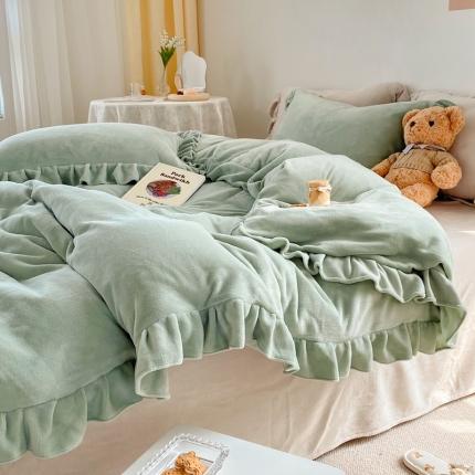 91家纺网 家纺一手货源 找家纺 （总）六巷胡同 2021新款牛奶绒ins混搭花边款四件套