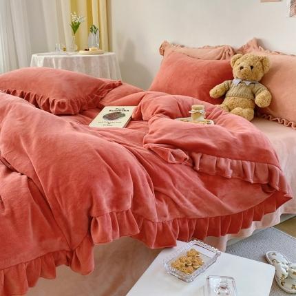 91家纺网 家纺一手货源 找家纺 （总）六巷胡同 2021新款牛奶绒ins混搭花边款四件套