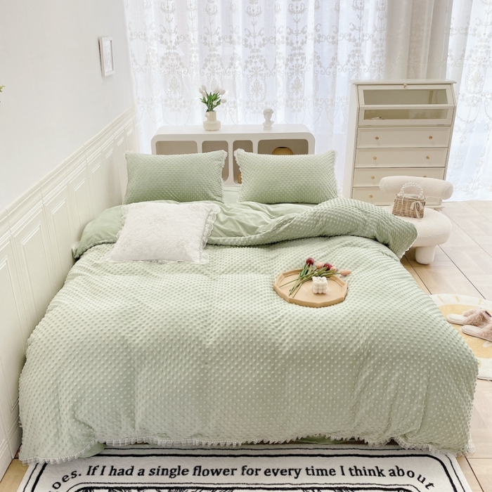 91家纺网 家纺一手货源 找家纺 （总）玛奇朵 2021新款豆豆绒珍珠款四件套-梦露系列