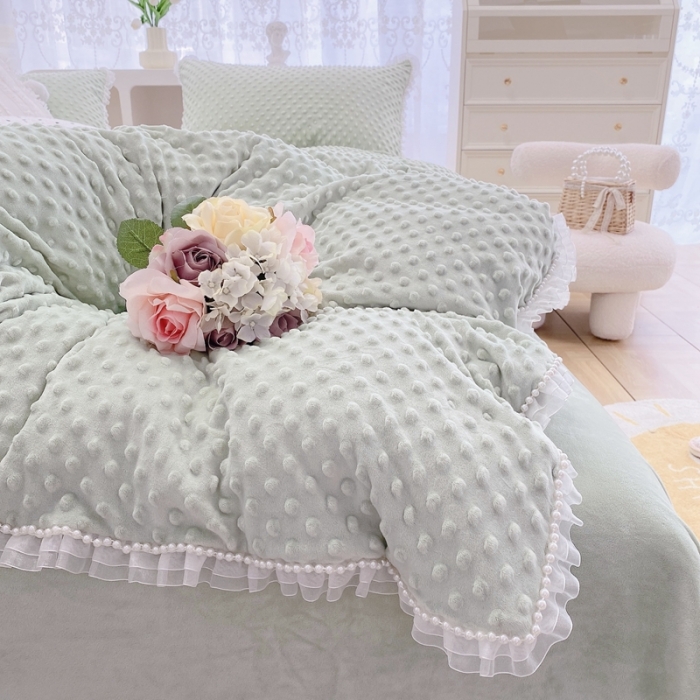 91家纺网 家纺一手货源 找家纺 （总）玛奇朵 2021新款豆豆绒珍珠款四件套-梦露系列