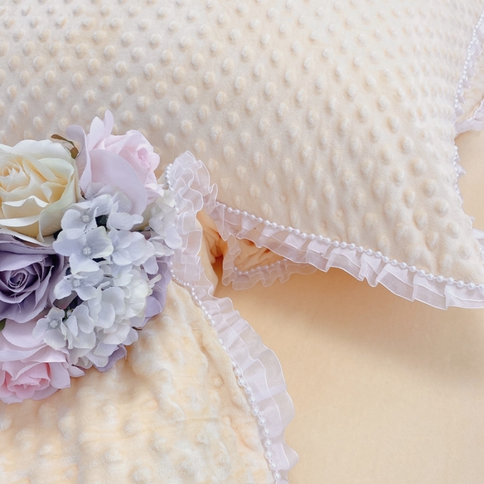 91家纺网 家纺一手货源 找家纺 玛奇朵 2021新款豆豆绒珍珠款四件套-梦露系列 梦露-亮丽黄