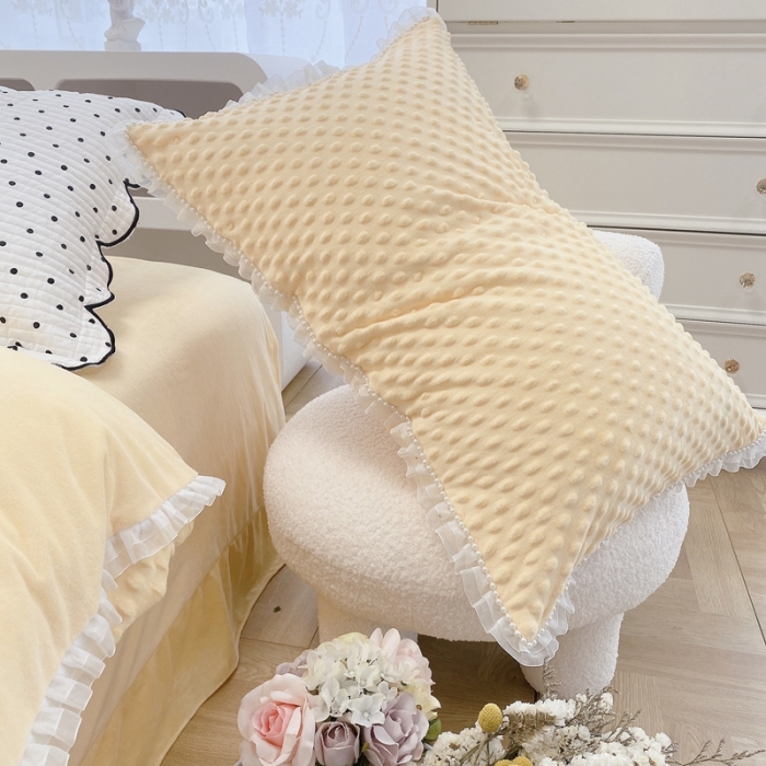 91家纺网 家纺一手货源 找家纺 玛奇朵 2021新款豆豆绒珍珠款四件套-梦露系列 梦露-亮丽黄