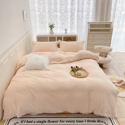 玛奇朵 2021新款豆豆绒珍珠款四件套-梦露系列梦露-蜜桃橙