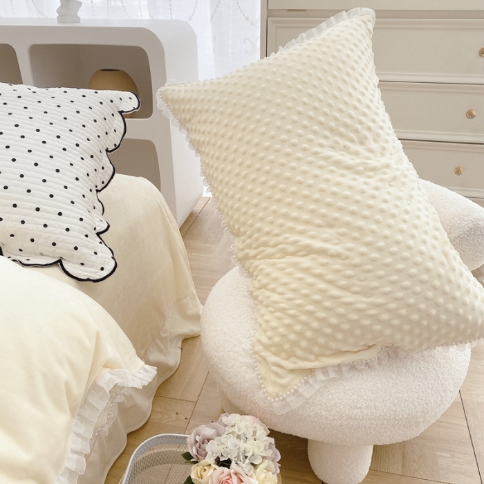 91家纺网 家纺一手货源 找家纺 玛奇朵 2021新款豆豆绒珍珠款四件套-梦露系列梦露-象牙白