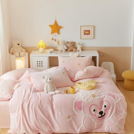 91家纺网 家纺一手货源 找家纺 （总）朗莎家纺 2021新款毛巾绣牛奶绒四件套