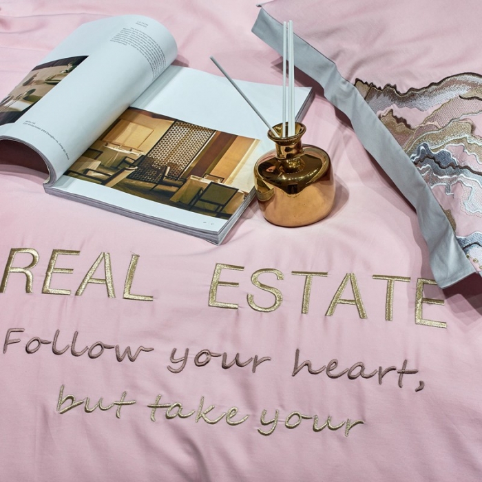 91家纺网 家纺一手货源 找家纺 （总）2022新款纯棉50支双股贡缎长绒棉绣花四件套 全棉刺绣