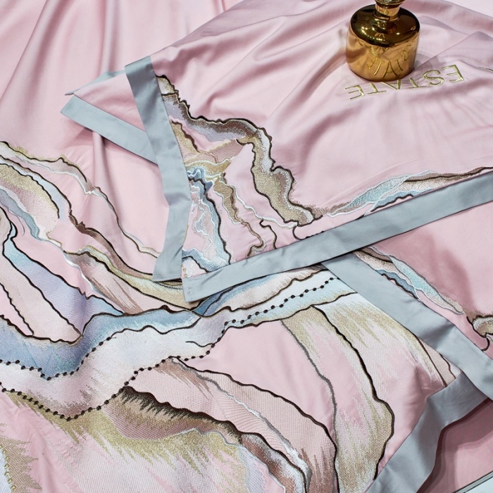 91家纺网 家纺一手货源 找家纺 （总）2022新款纯棉50支双股贡缎长绒棉绣花四件套 全棉刺绣