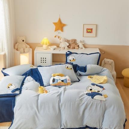 朗莎家纺 2021新款贴布绣牛奶绒四件套 唐老鸭