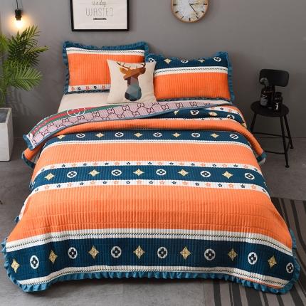 91家纺网 家纺一手货源 找家纺 雨洋家纺 2025新款水晶绒床盖 星星花朵