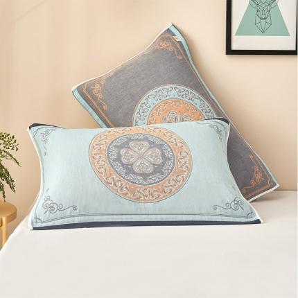 91家纺网 家纺一手货源 找家纺 （总）朴尔2021新款全棉四层纱布休闲枕巾53*78cm一对