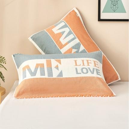 91家纺网 家纺一手货源 找家纺 朴尔2021全棉四层纱布休闲枕巾53*78cm 热爱生活-黄