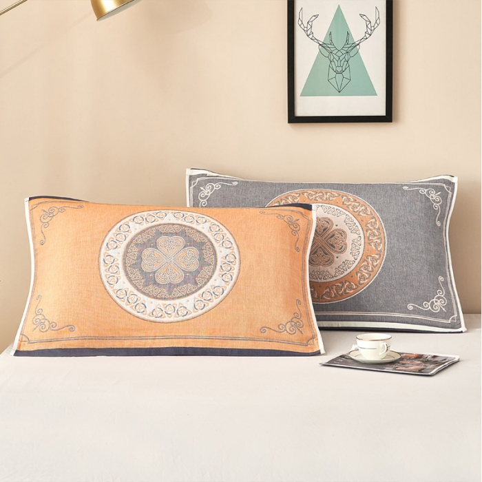 91家纺网 家纺一手货源 找家纺 朴尔2021全棉四层纱布休闲枕巾53*78cm 蒂凡尼-黄