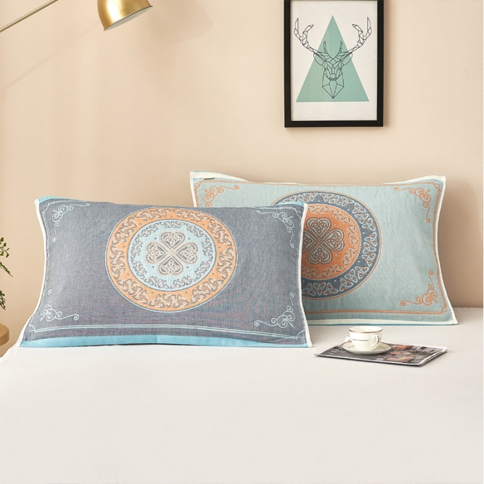 91家纺网 家纺一手货源 找家纺 朴尔2021全棉四层纱布休闲枕巾53*78cm 蒂凡尼-灰