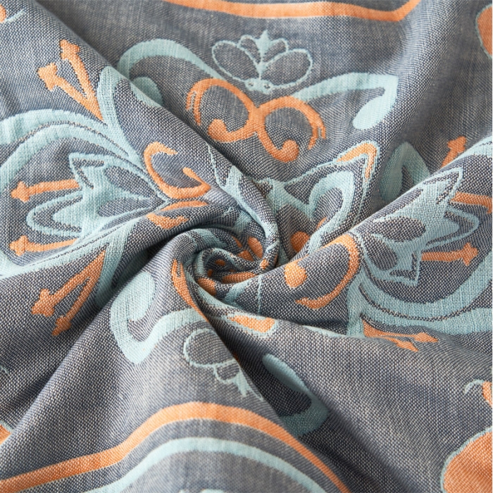 91家纺网 家纺一手货源 找家纺 朴尔2021全棉四层纱布休闲枕巾53*78cm 皇室贵族-灰蓝