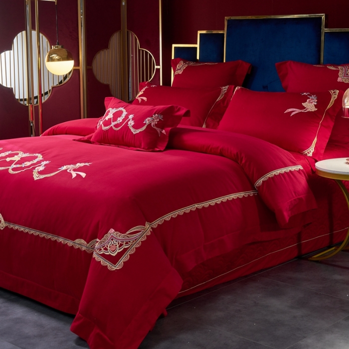 91家纺网 家纺一手货源 找家纺 高大尚 2021新款长绒棉磨毛系列婚庆多件套浪漫满屋