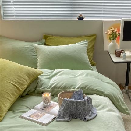 91家纺网 家纺一手货源 找家纺 （总）棉眠 2021新款秋冬纯色牛奶绒四件套