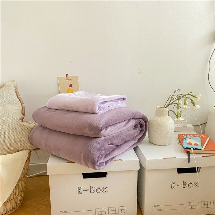 91家纺网 家纺一手货源 找家纺 棉眠 2021新款秋冬纯色牛奶绒四件套 深紫+浅紫
